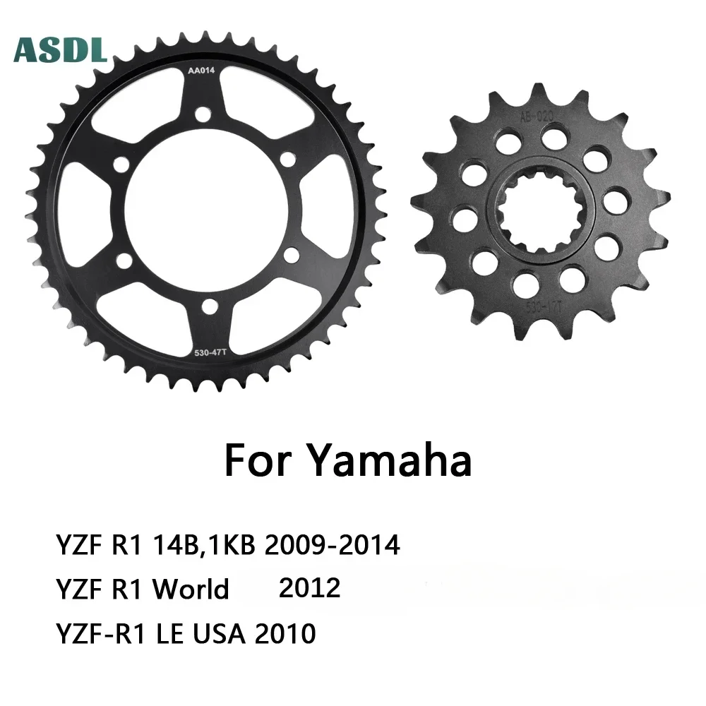 

530 47T 17T Motorcycle Rear Sprocket Carburized Steel For Yamaha YZF R1 14B 2009-2014 YZF R1 World 2012 YZF-R1 LE USA 2010