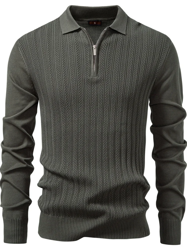 

Slim Fit Long Sve на молнии, повседневный тонкий вязаный свитер для мужчин, осень-зима, новый Sle, удобный, дышащий, модный