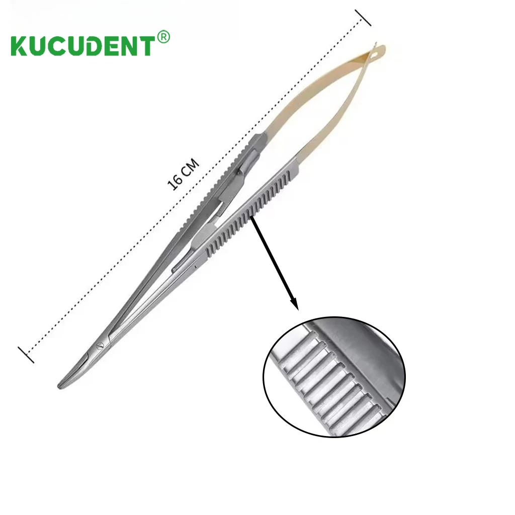 1P Castroviejo Porta aghi Strumento per impianti ortodontici dentali 14 cm/16 cm Pinze dritte/curve Pinzetta Microchirurgia TC Testa