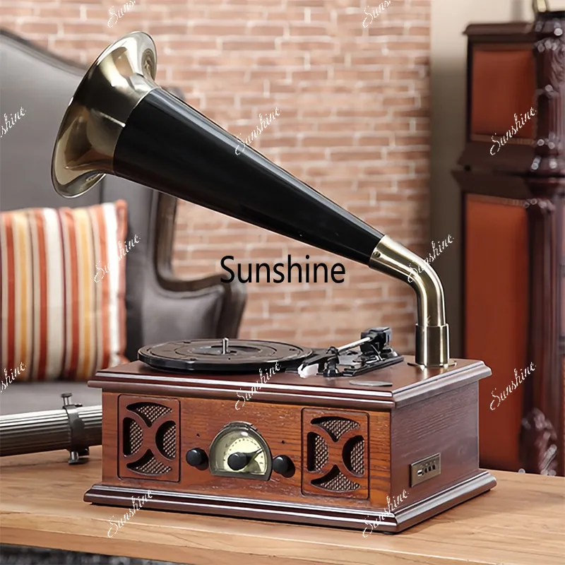 Retro phonograph bluetooth audio ornament antique old LP living room desktop