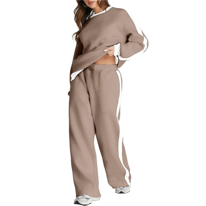 

ABRT-Women 2 Piece Outfits Color Block Sweatsuit Casual Fleece Lounge Matching Sets