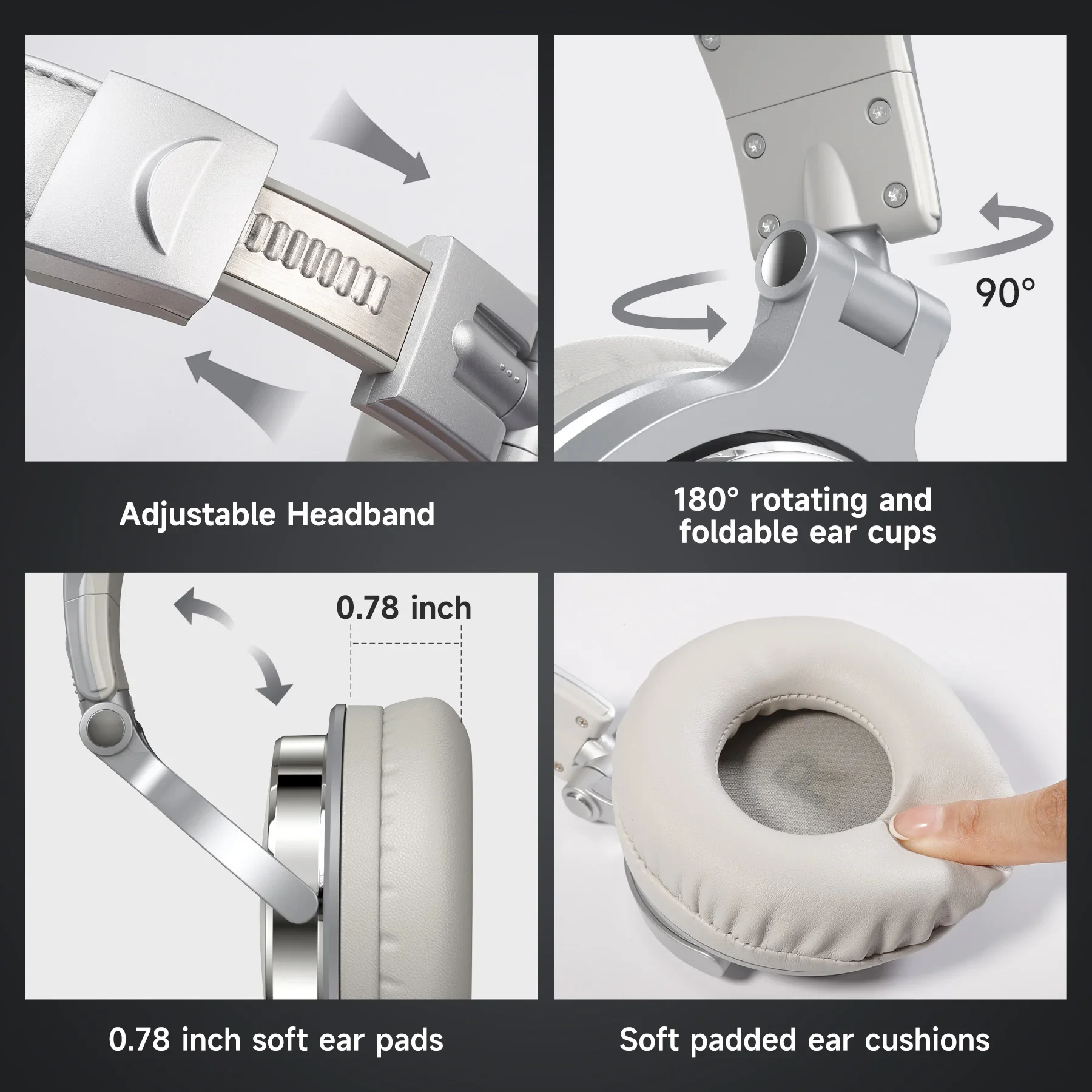 Oneodio Pro 10 سماعات رأس سلكية فوق الأذن سماعة رأس سلكية صوتية عالية الدقة مع ميكروفون ستوديو DJ سماعات رأس ستيريو 3.5 ملم/6.35 ملم