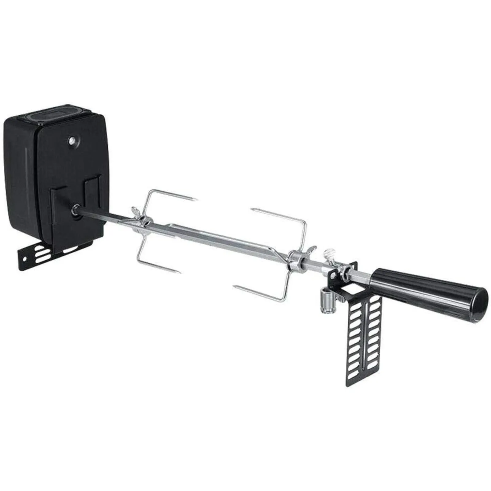 Drehspieß-Set, Elektrischer BBQ-Drehspießmotor mit Verstellbaren Gabeln, Batteriebetrieben für Grill, Edelstahl-Brathähnchenhalter