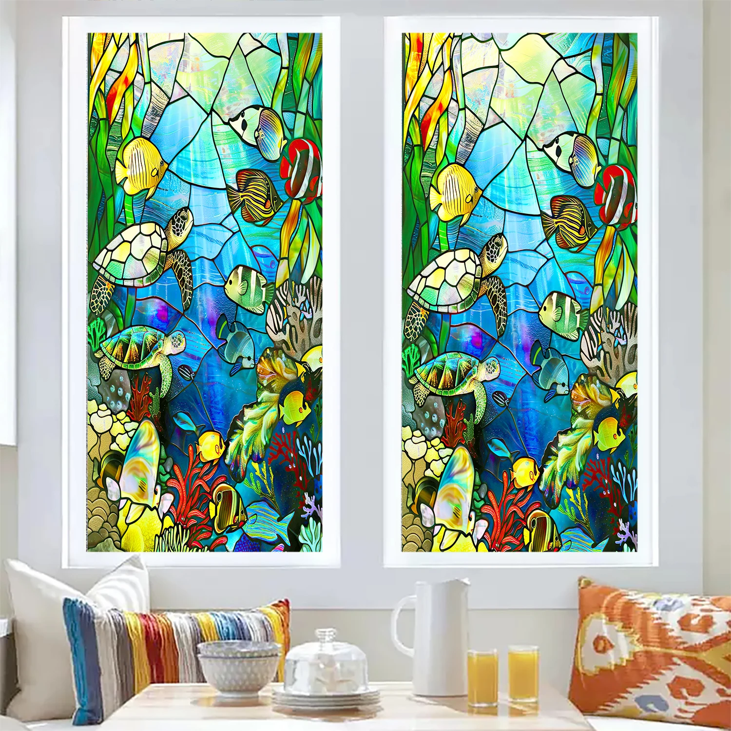 Regenbogen-Blumen-Sonnenfänger, Sichtschutzfolie, UV-Schutz, Glas, statisch haftendes Dekor für Badezimmertür, Küche – Detail 11