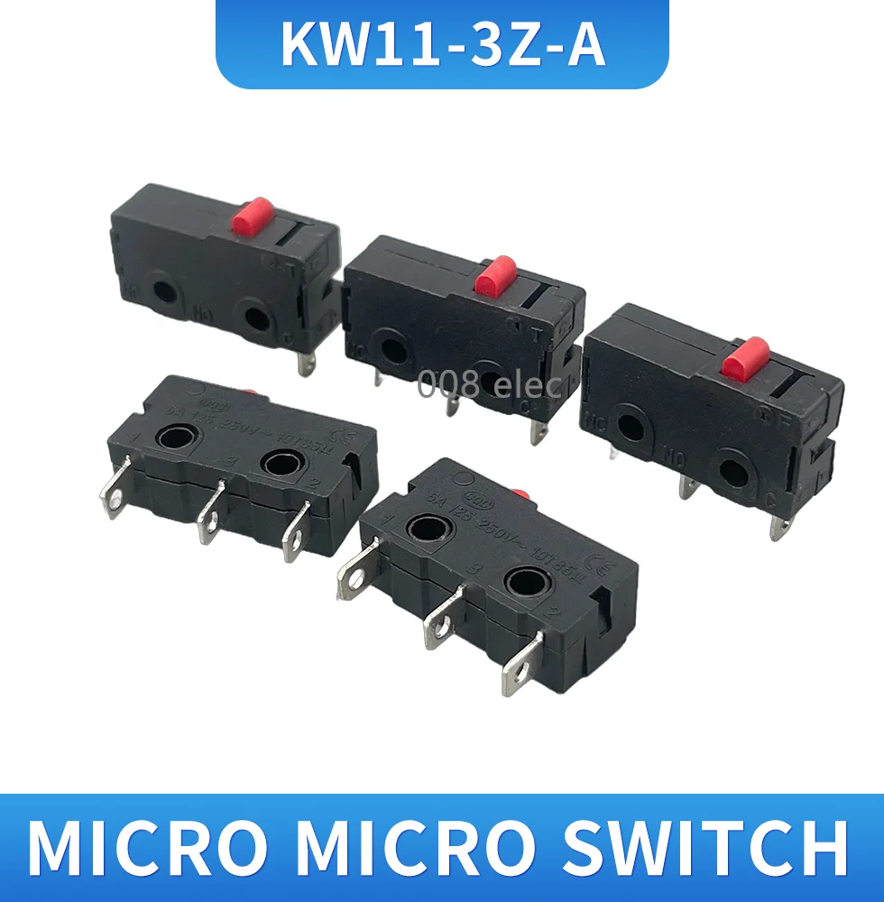 5pcs  KW11-3Z  Small micro limit switch mechanical stroke 5A 125/250V~10T85 self-reset foot