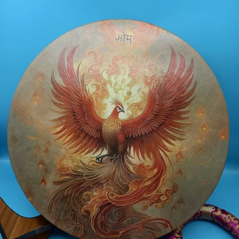 Sheepskin Stream Drums Colored Painting Wooden Stream Drum Yoga Sound Healing Handheld Wave Drum Percussion Musical Instruments