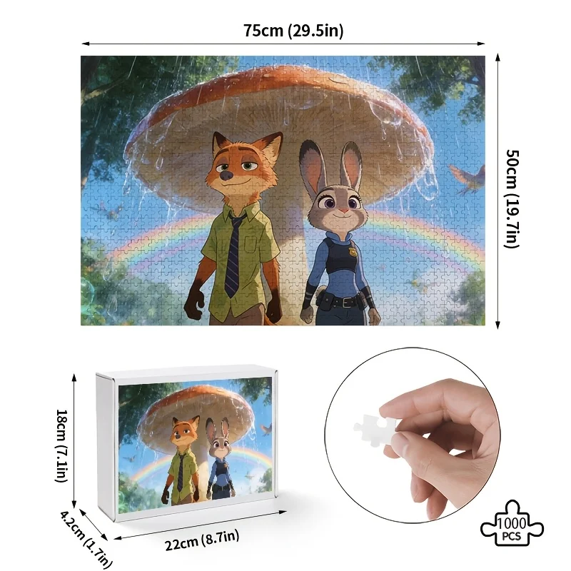 

1000 шт. Disney Zootopia Judy & Nick Wilde постер-головоломка-и мозг, фильм/семейный подарок подходит для спальни, декора