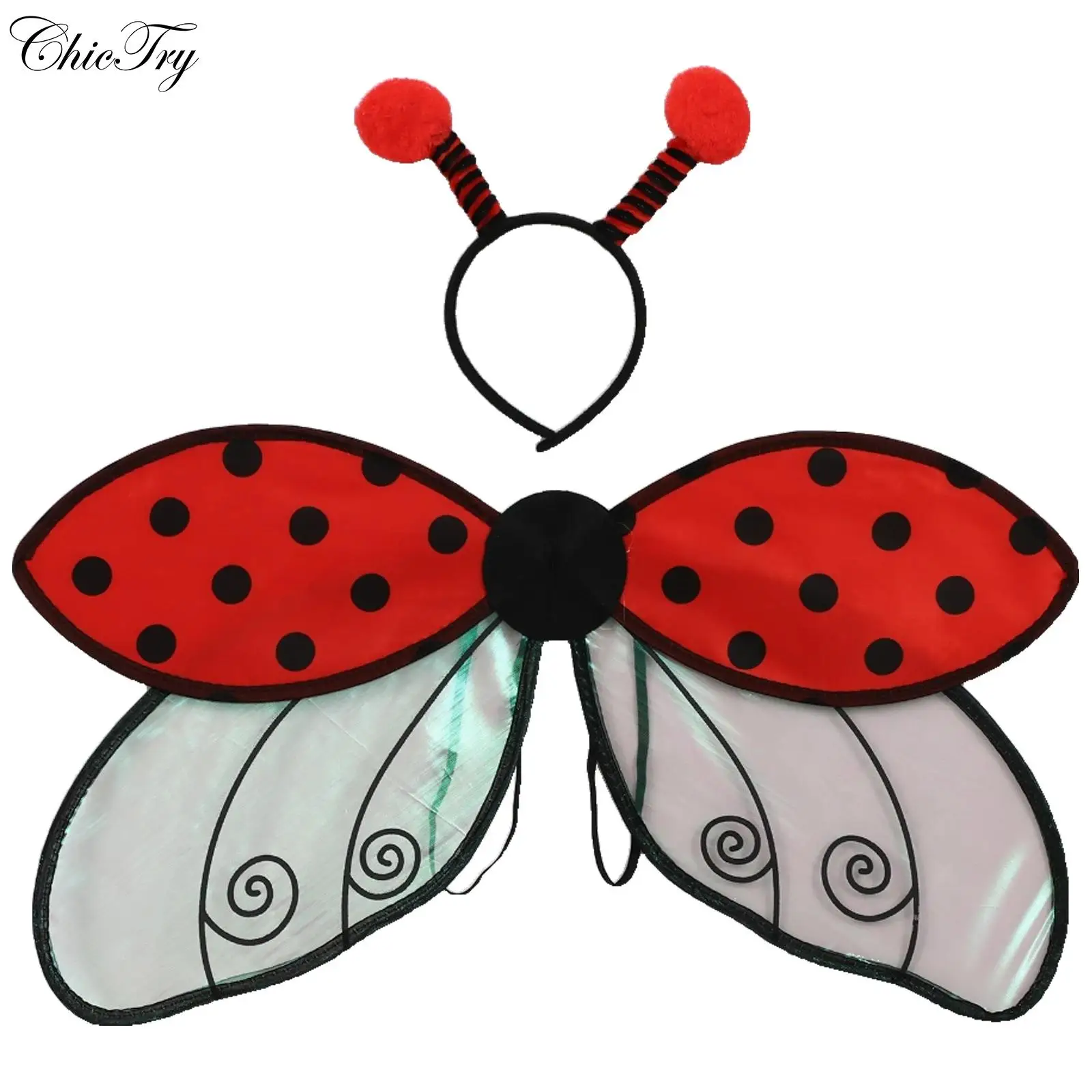 Bumblese Bee Halloween Costume Wings Set for Women and Kids Children with Bee Headband Bumblebee Ladybugs Cosplay Accessories