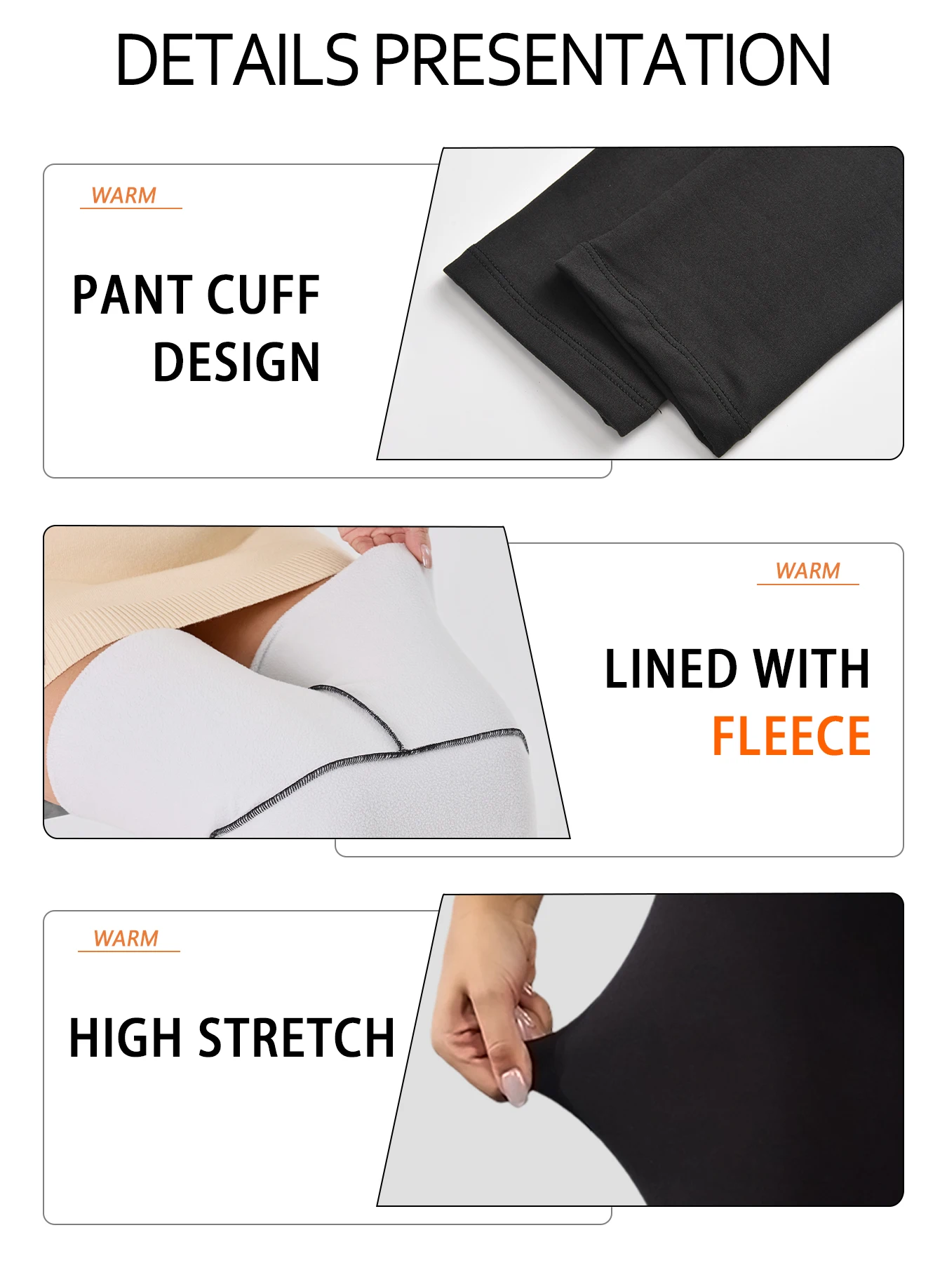 Hochgeschnittene, mit Fleece gefütterte Leggings für Damen, dicke, weiche, bauchkontrollierende Workout-, Lauf-, Yoga-Thermo-Wärmehosen für den kalten Winter. – Detail 4