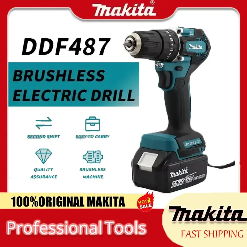 

Makita DDF487 Brushless lithium electric rechargeable impact drill large torque screwdriver For 18V Battery