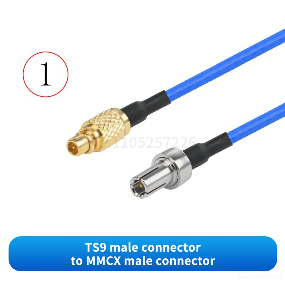 (1 pcs) TS9 to MMCX Male / Female (Ultra-flexible RG316 blue RF adapter cable) TS9 to MMCX signal extension cable