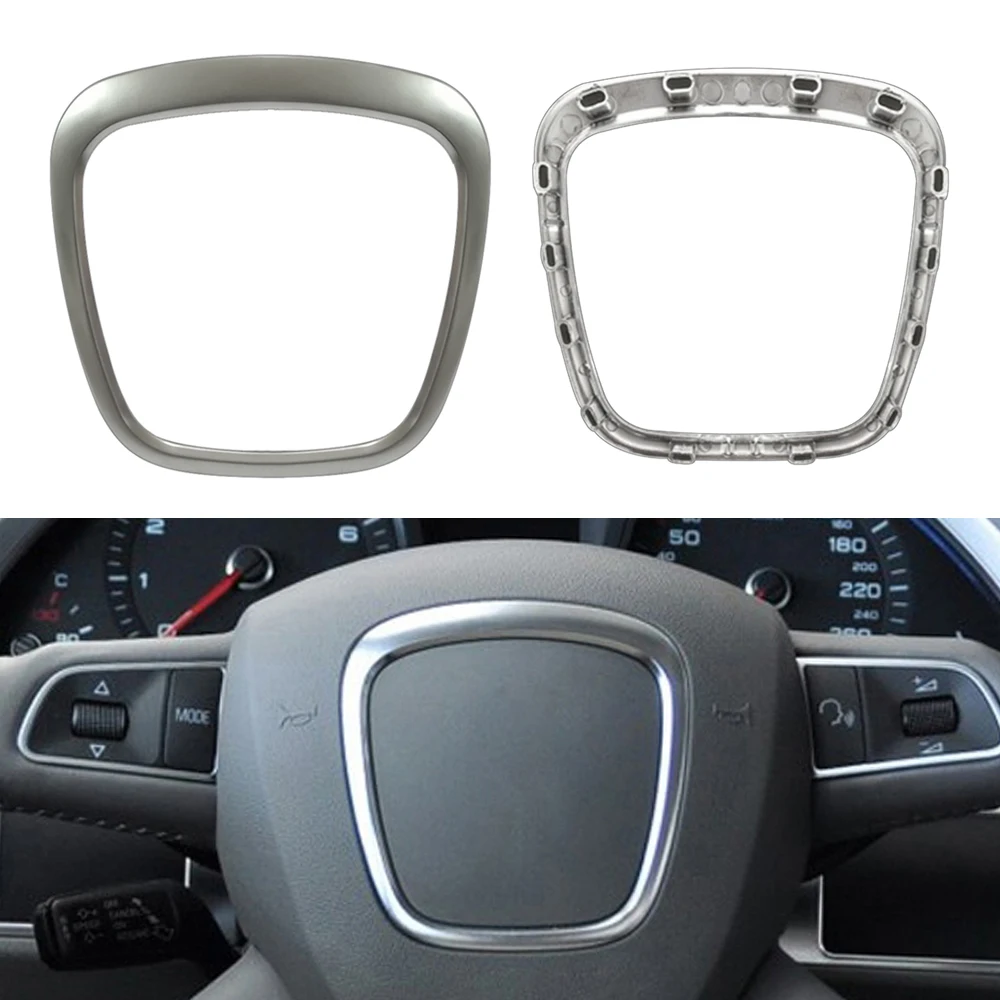 

Chrome Car Steering Wheel Frame Trim Cover For Audi Q5 Q7 A3 S3 8P A4 B6 B7 B8 A5 B8 A6 C7 Center Logo Protection Cover Sticker