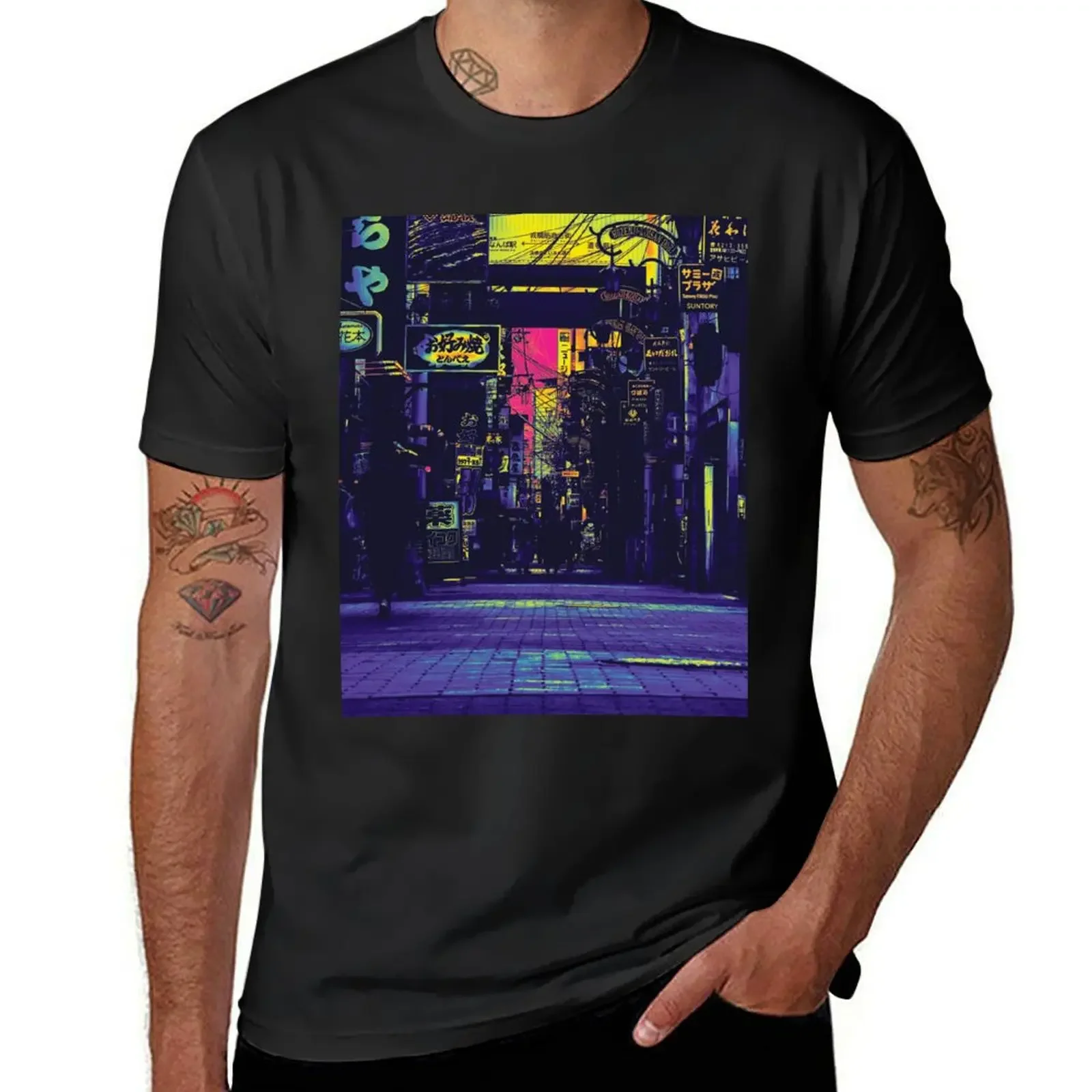 Night Life in the street of Osaka Prefecture, Japan T-Shirt quick drying blacks funny t shirts for men