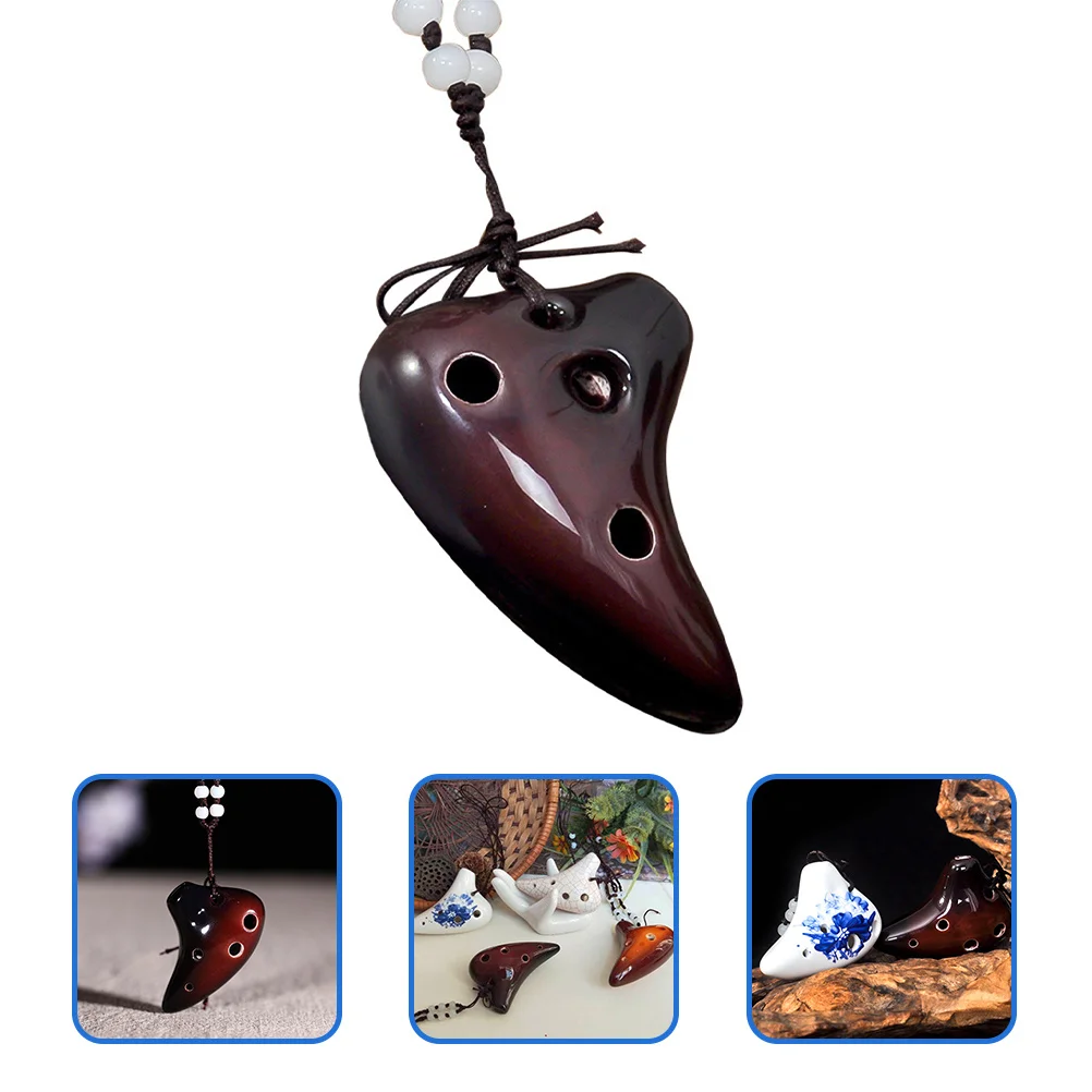 

6-Hole Ceramic Ocarina Necklace Small Porcelain Instrument Easy to Learn Beginner Children Portable 6 Holes Ocarina