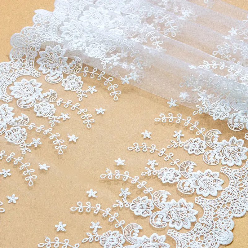 Embroidered Tulle Lace Fabric, Home Textile Decor, Sewing Accessories, Wedding Applique, Nigerian, Wholesale, 36.5cm Wide