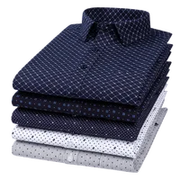Camisas informales de manga larga para hombre, camisas suaves con bolsillo y botones de ajuste estándar de algodón con estampado de moda para hombre, vestido de oficina y negocios, nuevo