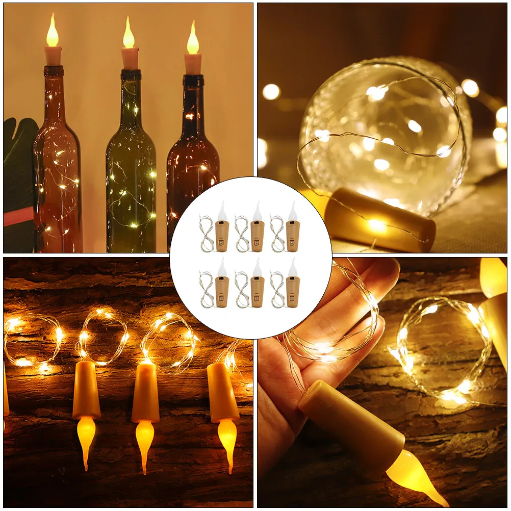 

6Pcs Decorative String Light Wine Bottle Cork Lamp Powered Luminous Bottle Decor Creative Household Lamp for Indoor