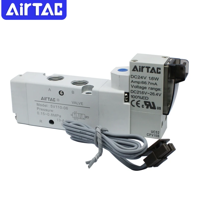 

AirTac New Original 5V Series Pneumatic Air Control Valve 5V110-06A/B/C/F/5V210-08 310-10 Solenoid Valve