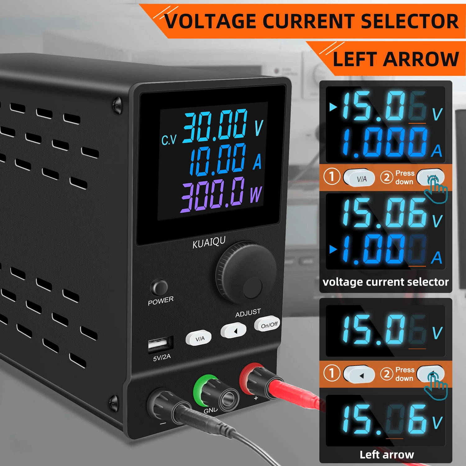 Imagem -03 - Kuaiqu-dc Laboratório de Alimentação Regulador de Tensão Ajustável Bancada Fonte de Alimentação Corrente de Imprensa on Off on Off 12v 30v 60v 120v