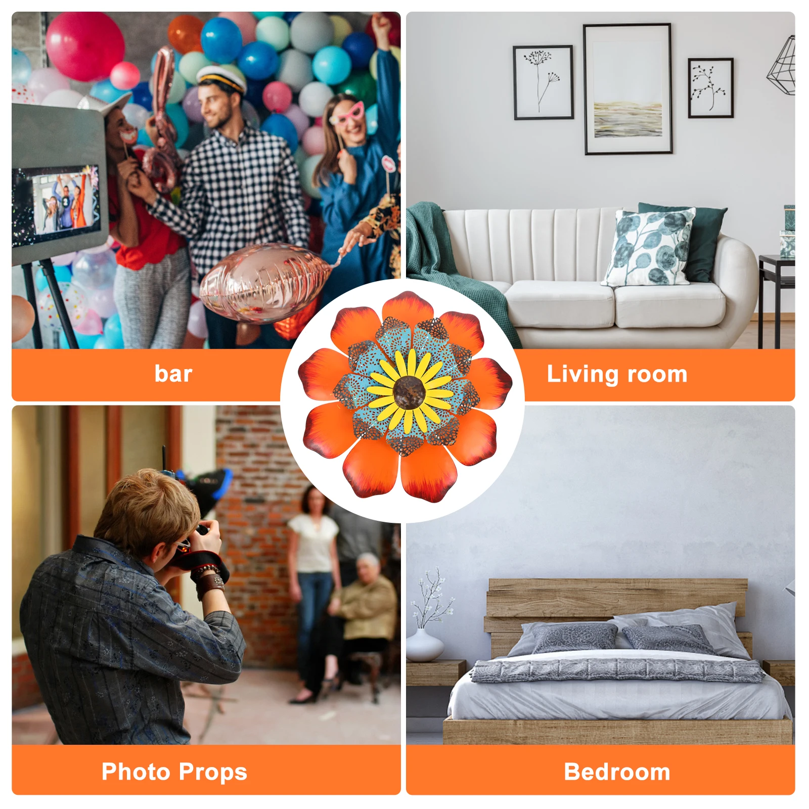 

1 pc Sunflower Wall Decor Iron Craft Ornament Hanging Flower For Indoor Outdoor Garden Decoration Living Room Bedroom Office