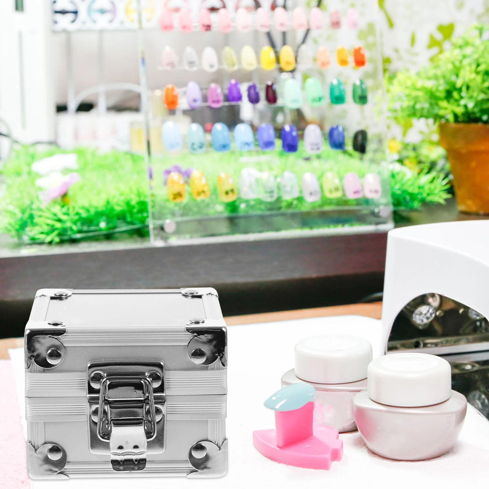

Nail Drill Bits Storage Box Zinc Alloy Manicure Polishing Heads ganizer Tools Case Dustproof Stylish Practical Nail Art Supply