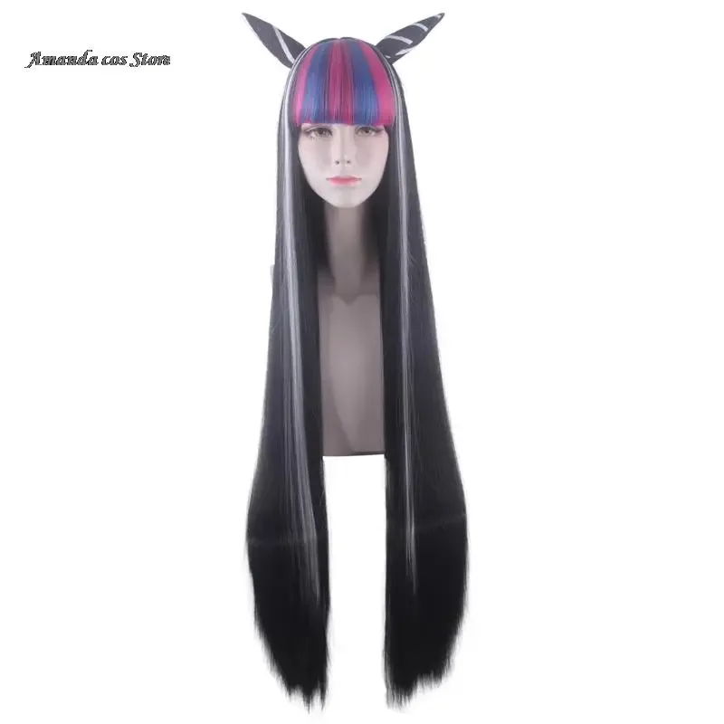 Anime Danganronpa Mioda Ibuki Cosplay Costume Colorful Devil Horn Wig For Woman Halloween Carnival Costume Props