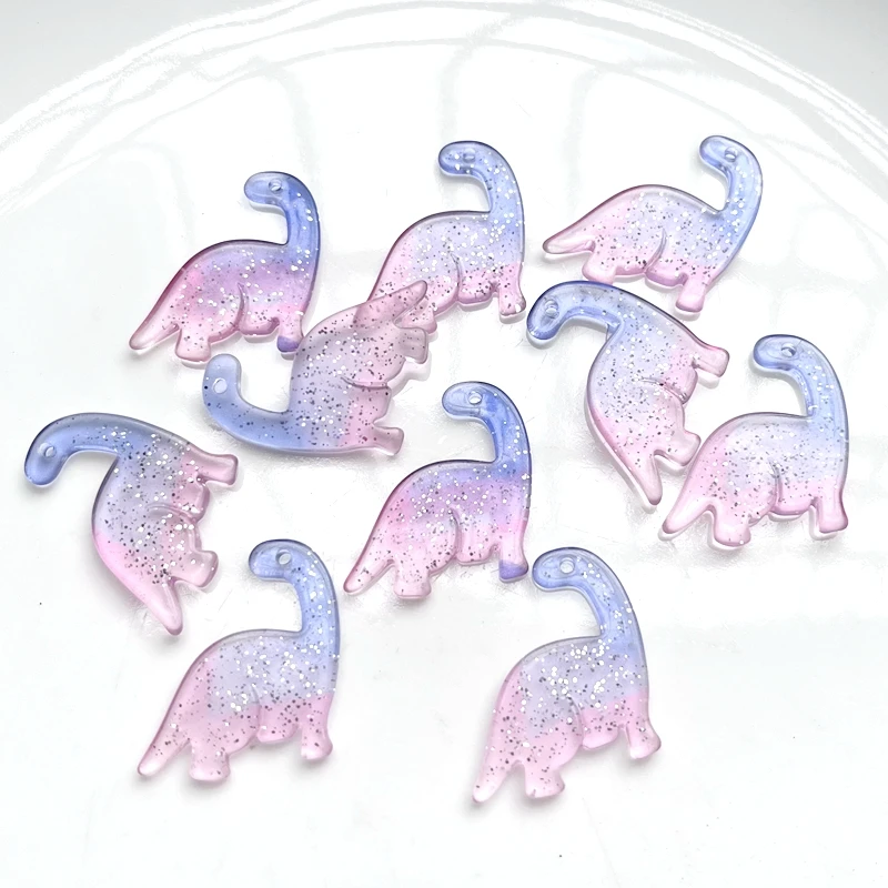 10pcs New 29 * 25mm Gradient Dinosaur Resin Rhinestone Diy Earrings Pendant Jewelry Decoration Accessories Pendant