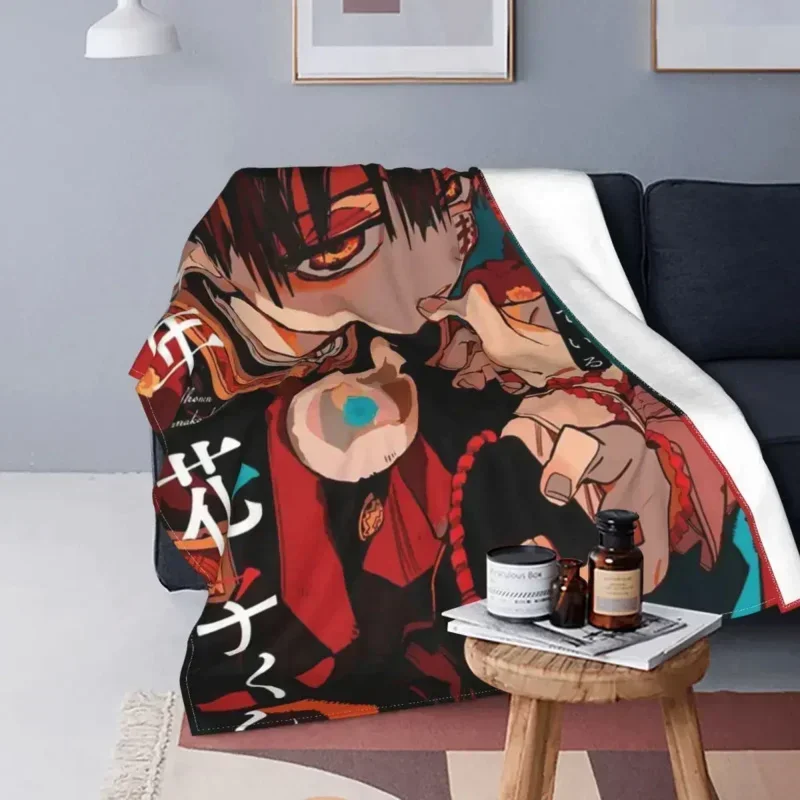 Jibaku Shounen Hanako Kun Knitted Blankets Flannel Anime Lightweight Throw Blankets for Home Couch Bedroom Quilt