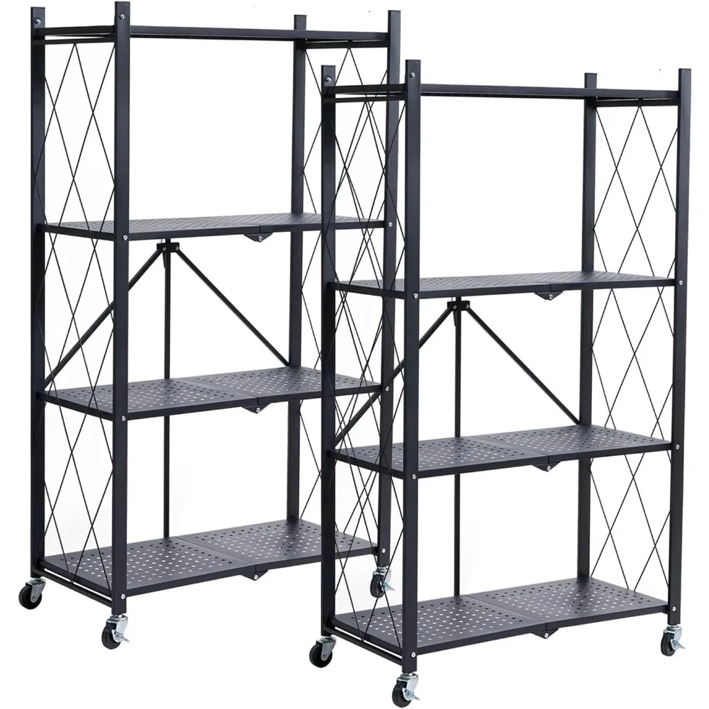 

BRIAN & DANY Metal Storage Shelves - 4 Tier Shelving Unit, Folding Display Shelf Racks No Assembly for Vendors and Craft Shows