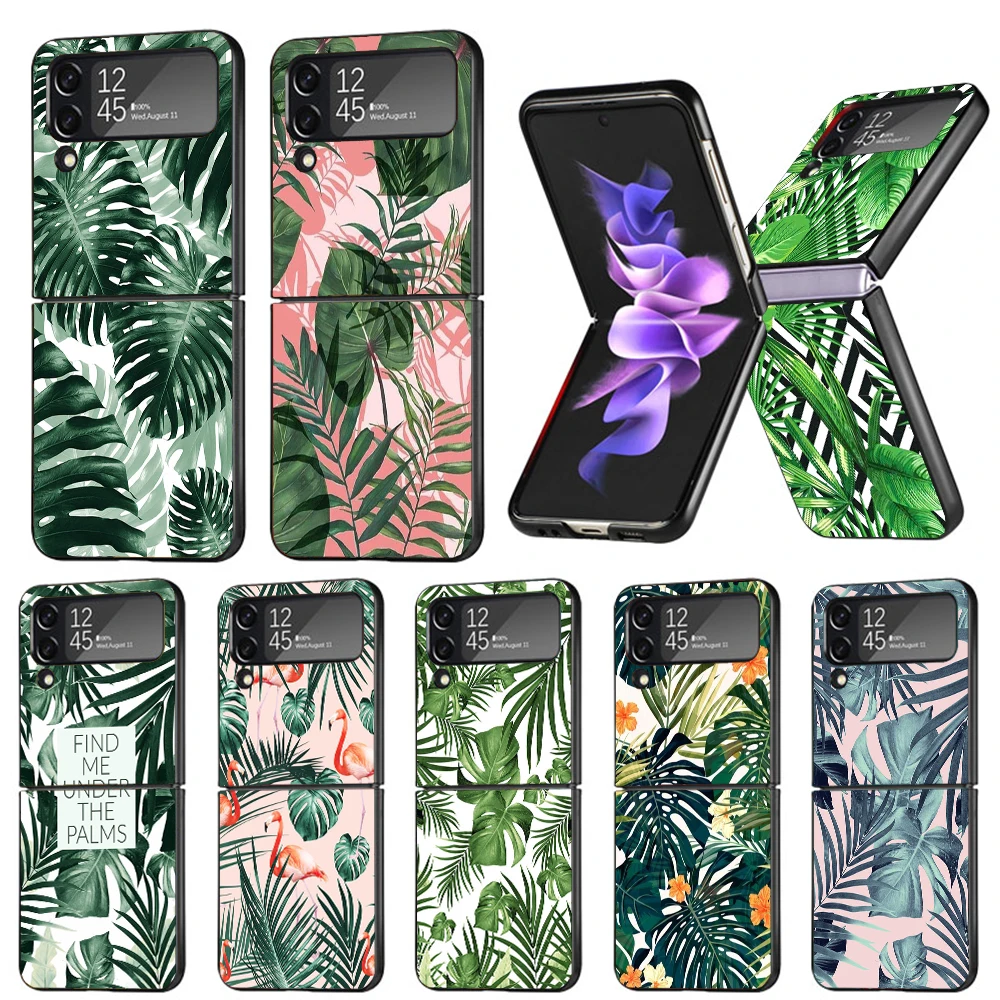 Summer Tropical Plants Green Leaf Phone Case For Samsung Galaxy Z Flip6 5G Flip5 Flip4 Flip3 ZFlip 6 3 4 5 Hard PC shockproof Ba