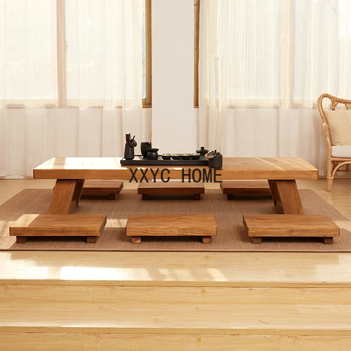 Tatami table and chair set with bay windows, small table in Kangshi Wood Center, new low Zen table