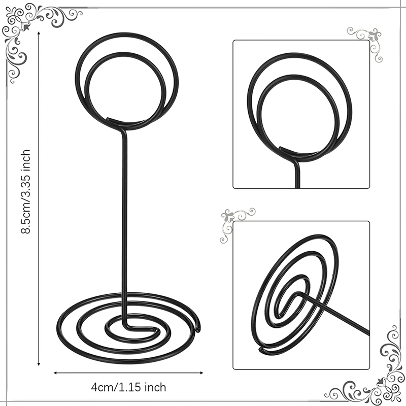 24 حزمة الجدول رقم حامل الزفاف الجدول اسم حامل بطاقة كليب صورة مذكرة ملاحظة صور حامل (أسود)
