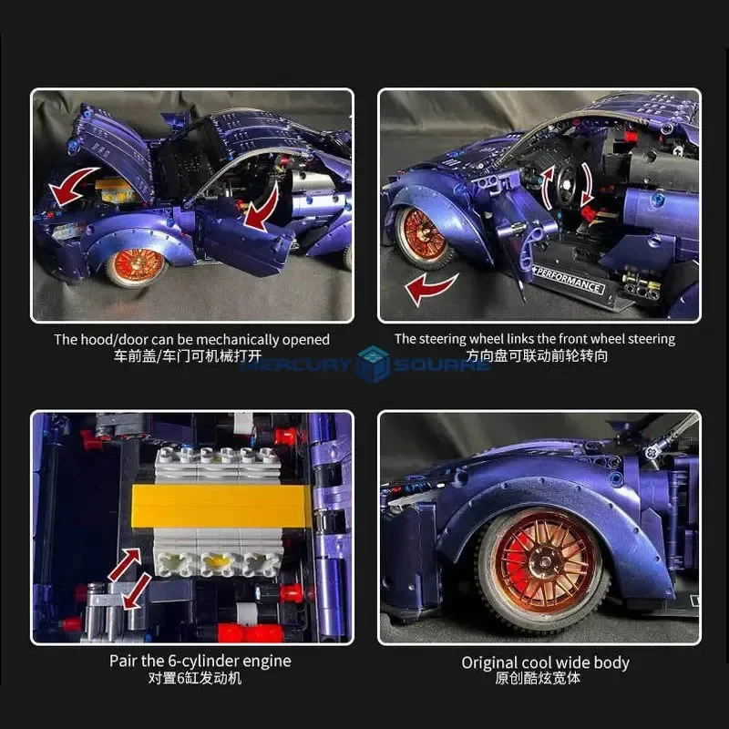 

MOC 10221 GTR Rare Purple High Tech Super Fast Racing Sport Car 1:10 Model Building Blocks Brick Furious Gift Toy Set for
