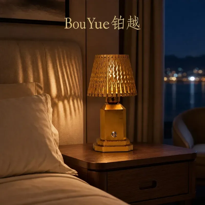 Wooden Splicing Night Light USB Touch Rechargeable Table Lamp Warm Atmosphere Desk Lighting for Bedroom Bar Home Decor