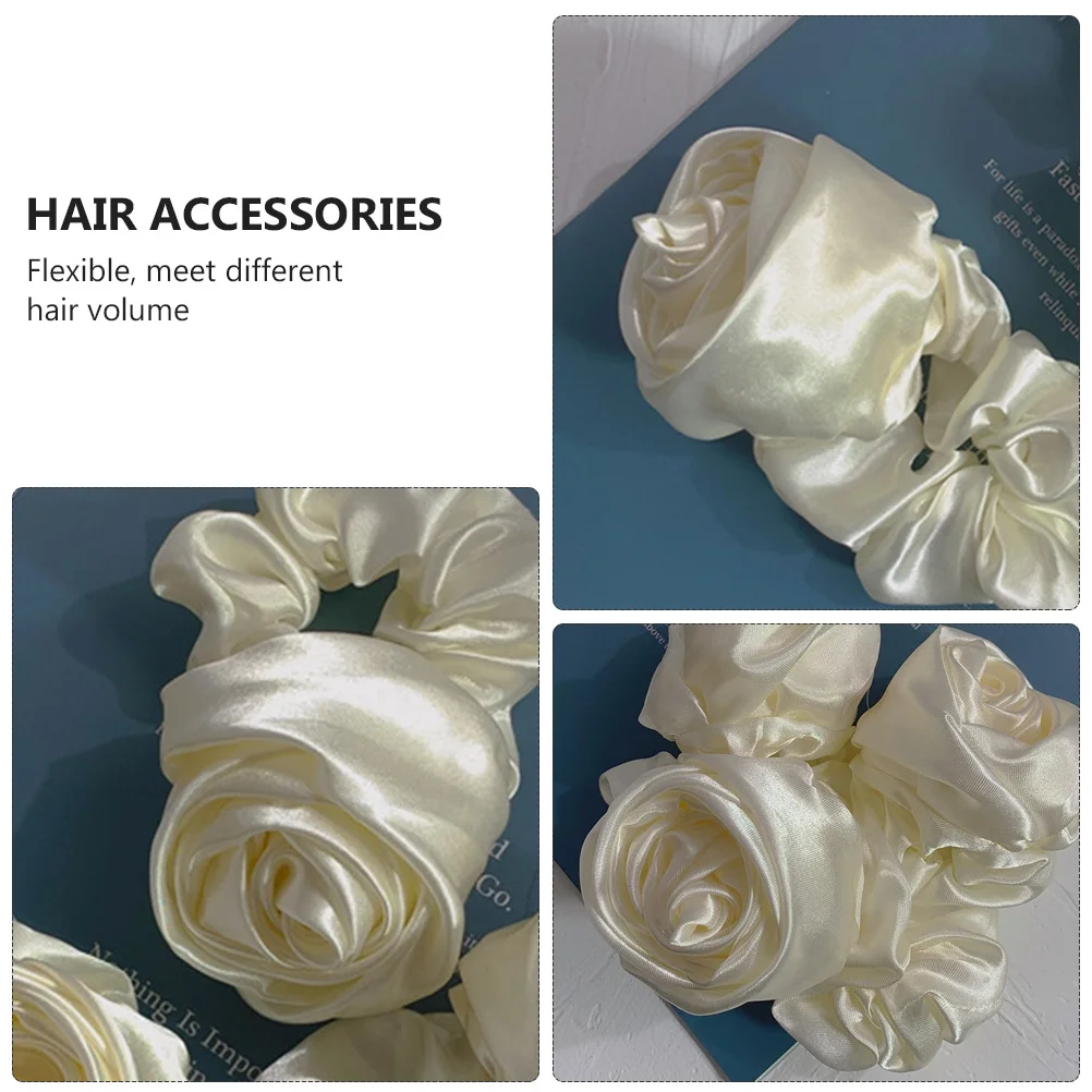 

2pcs Rose Shape Scrunchies Accessories For Women Girls Fiber Flexible Easy Clean Hair Ties For Bathroom Sports