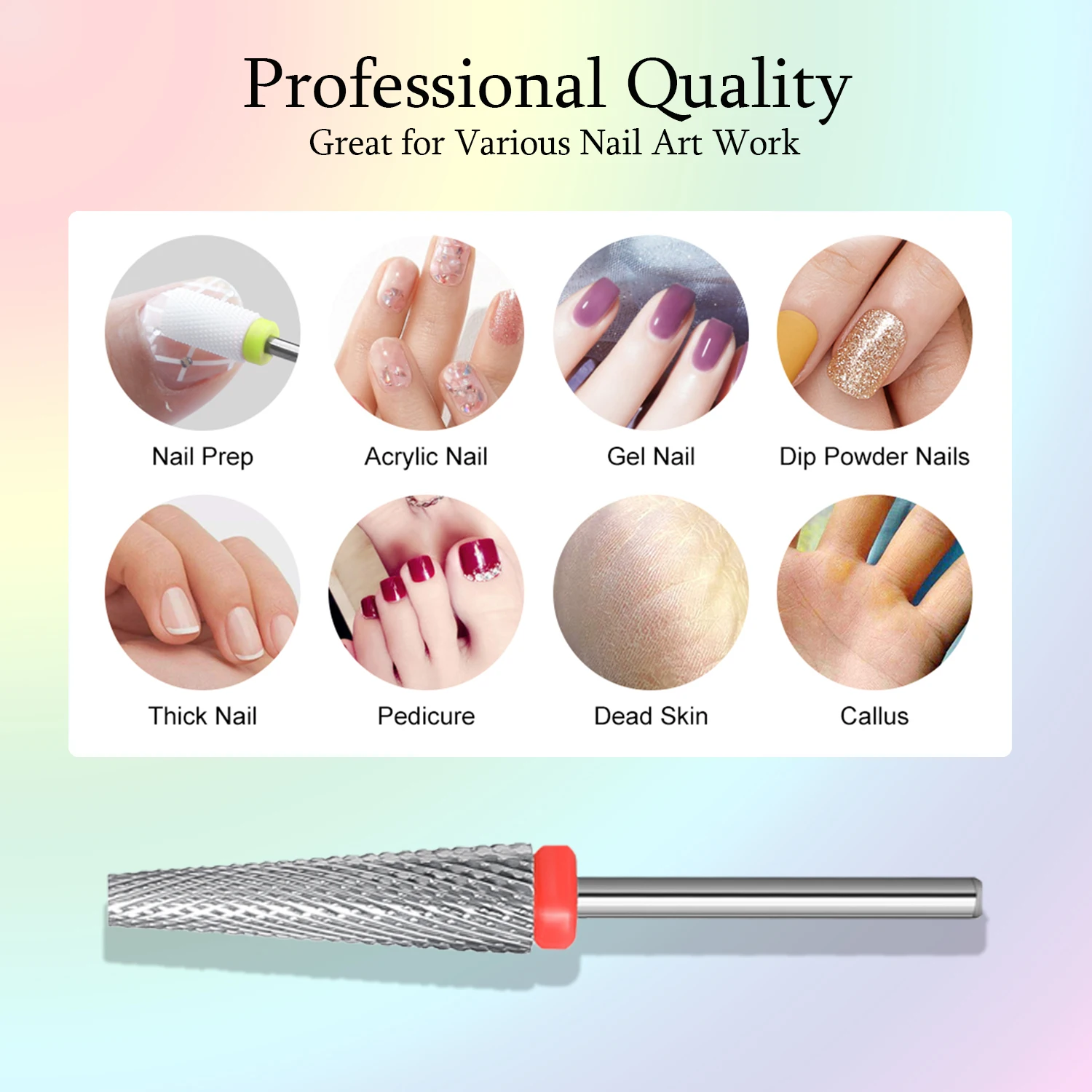 Broca de tungsteno para uñas, cortador de fresado largo para manicura, limas eléctricas, elimina la piel muerta, accesorios de herramientas, 5 en 1, nuevo