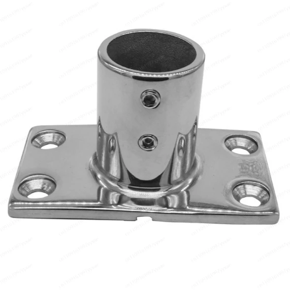 Stainless Steel 316 Rectangle Base Plate Flange Satin Finish for O. D. 32mm (1-1/4