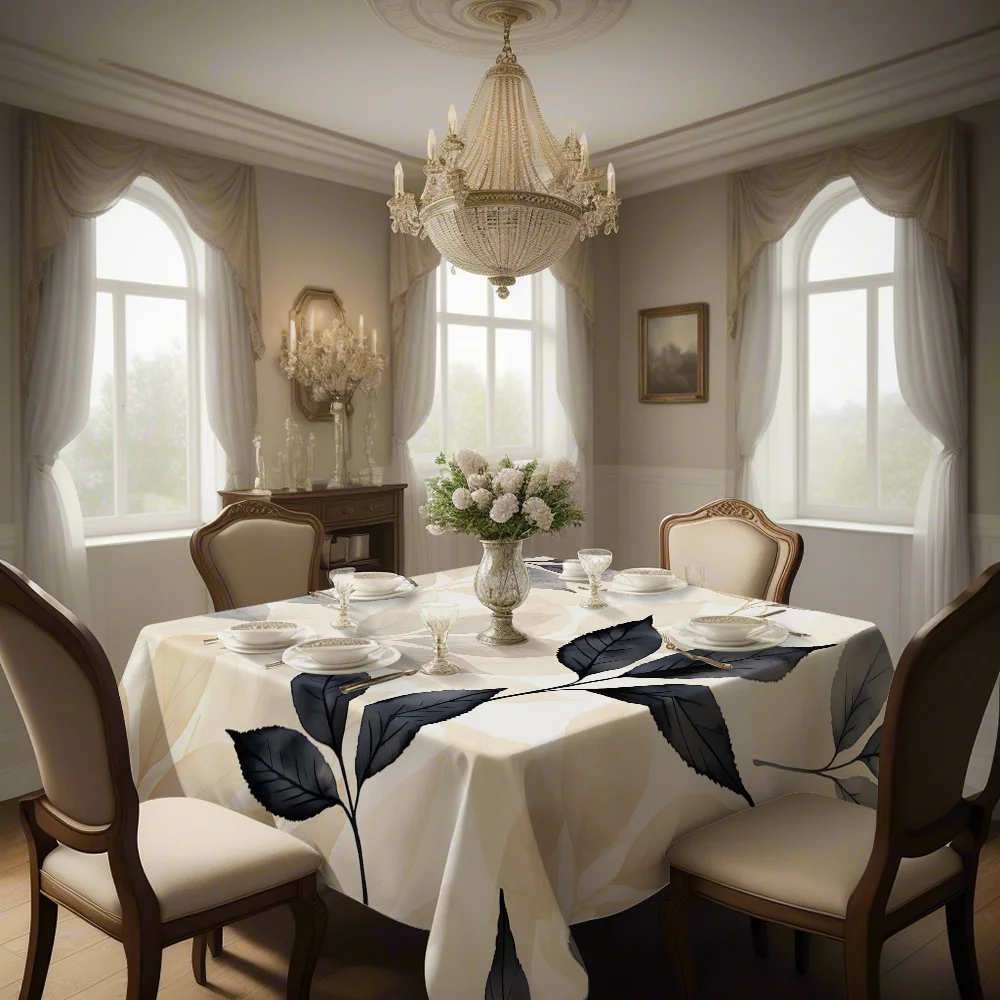Midi deep and shallow patterned printed square tablecloth, suitable for dining room, coffee table, etc.