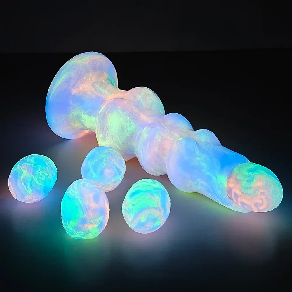 Luminous Ovipositor Toy Silicone Anal Plug Beads Knot Animal Dildo Lay-Egg Fantasy Inflated Push Butt Plug Adult Games Sex Shop