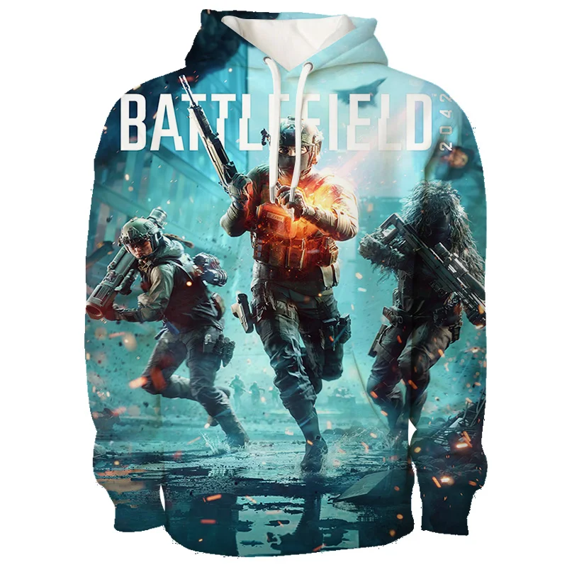 حار لعبة BATTLEFIELD البلوز ساحة المعركة الكرتون نمط الملابس الكبار موضة عادية هوديي في سن المراهقة س الرقبة فضفاض هوديس Y2k #6