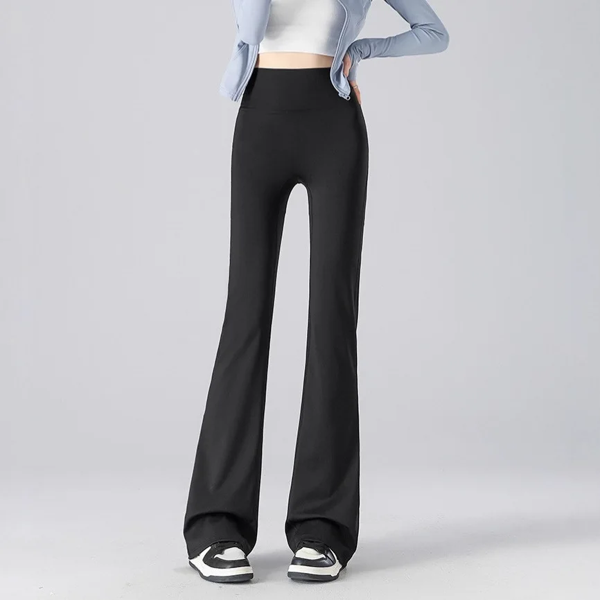 

Широкие брюки с высокой талией, женские брюки для йоги, осенне-зимняя верхняя одежда, утягивающие брюки-колокольчики, длинные брюки из смеси нейлона