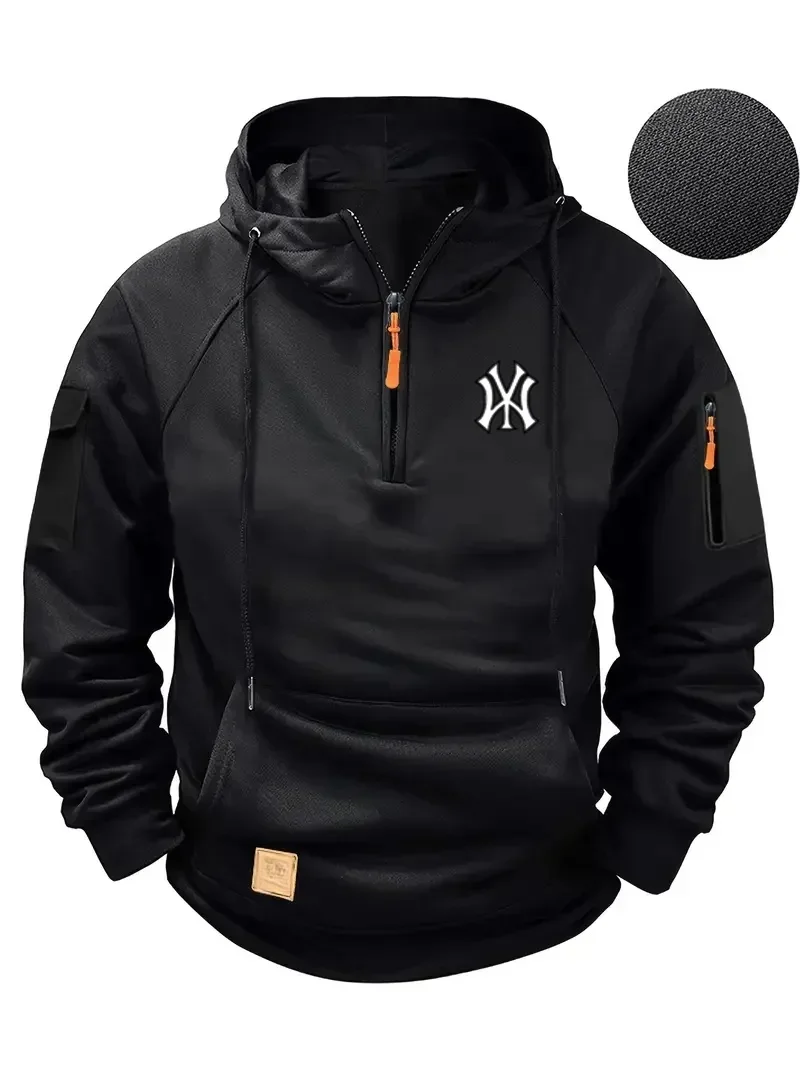 2025 Fashion Men multi-pocket zipper comfortable casual hoodie spring and autumn pullovers sweatshirts fitness hoodies