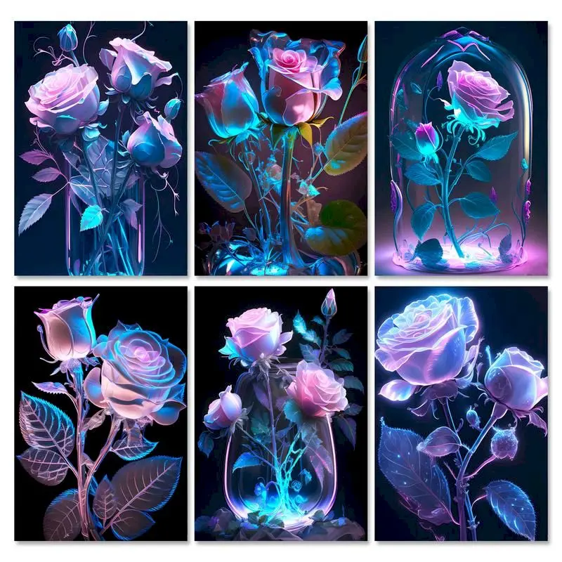 

GATYZTORY 40x50cm Painting By Numbers Adults Crafts Crystal Rose Flowers Diy Set On Canvas Unique Gift Wall Decors Picture Paint