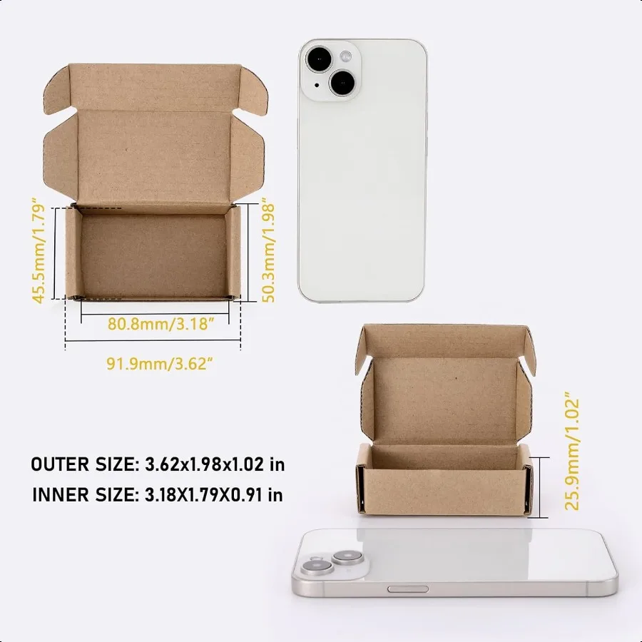 50 Pack Kraft Paper Boxes Foldable Rectangular Paper Box Packing Box for shipping Storaging Small items Brown 3.62 x 1.98 x 1.0