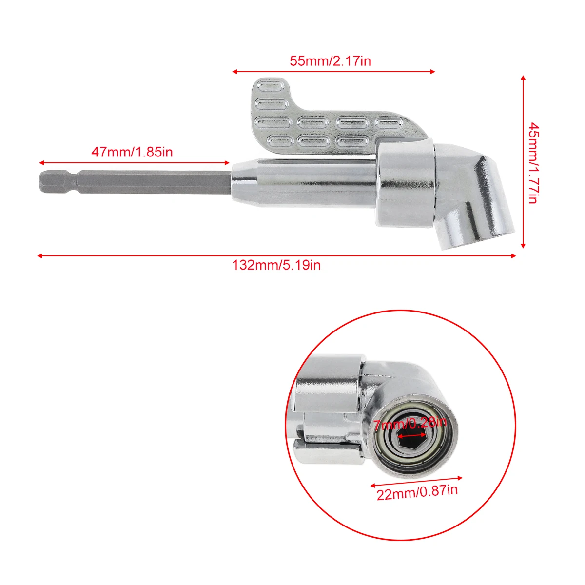 7mm Electric Drill Durable Tool Multi-function 105 Degrees Turning Screwdriver Head with Flying Handle /Handle Screwdriver Front