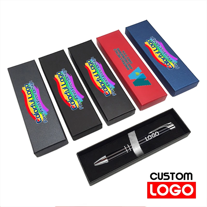 

Персонализированный набор шариковых ручек, коробка для печати логотипа, упаковка, металлическая ручка с гравировкой текста, школьные и офисные письменные принадлежности, подарок