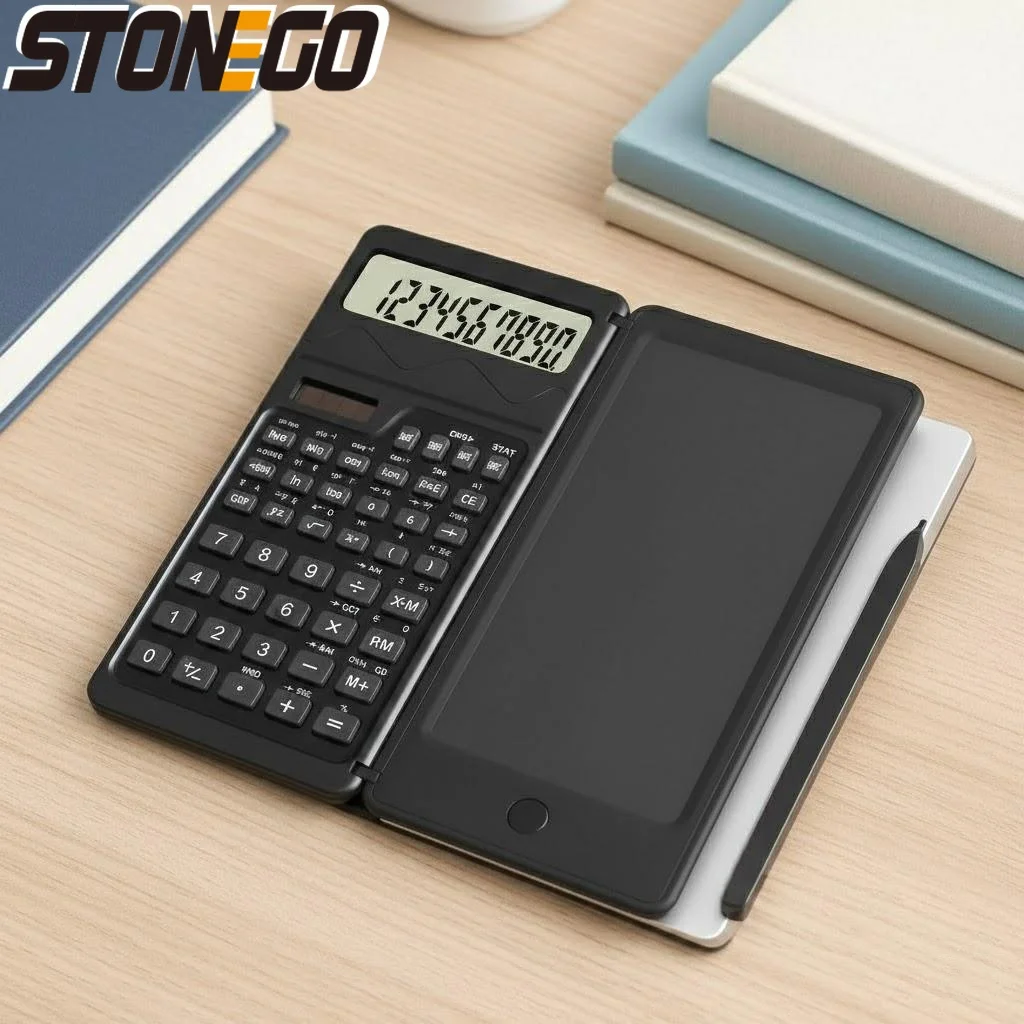 

Портативный складной калькулятор на солнечной энергии с блокнотом для рукописных записей для научно-образовательных целей и математических расчетов