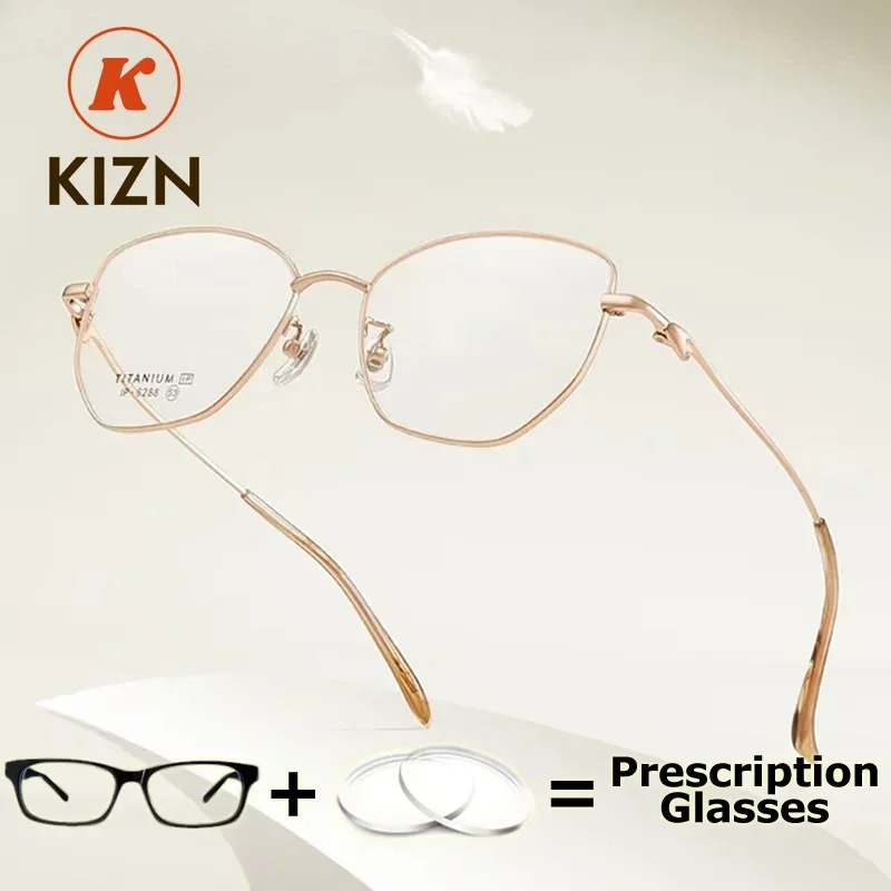 

KIZN Butterfly Glasses Multifocal Prescription Pure Titanium Progressive Lens High End Optical Eyewear Blue Reading Glasses