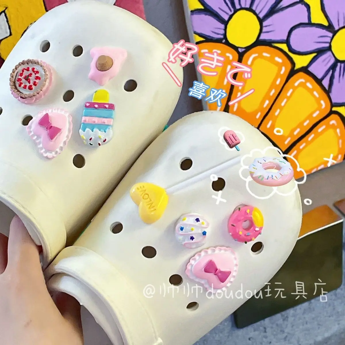 

Cake and Ice Cream Candy Series Fresh Adornment for Clogs Sandals Lovely Footwear Decoration DIY Ins Popular Hot Designer Charms