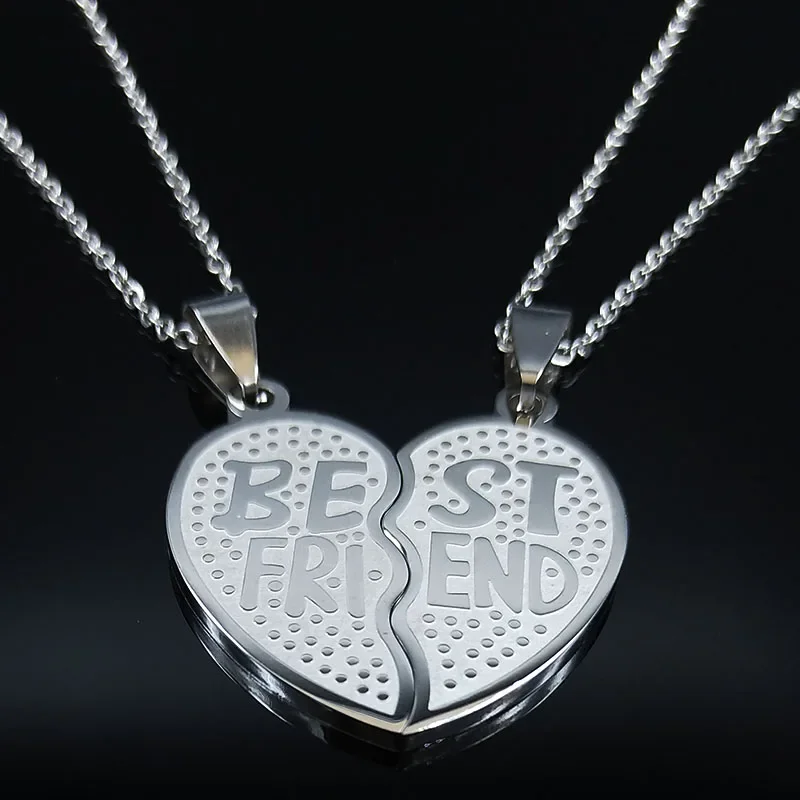 2 PCS Heart Best Friend Stainless Steel Necklace for Women Men Gold/Silver Color Friendship Chain BFF Jewelry Cadenas Mujer N721